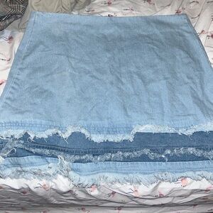 Frayed Denim Mini Skirt - Large